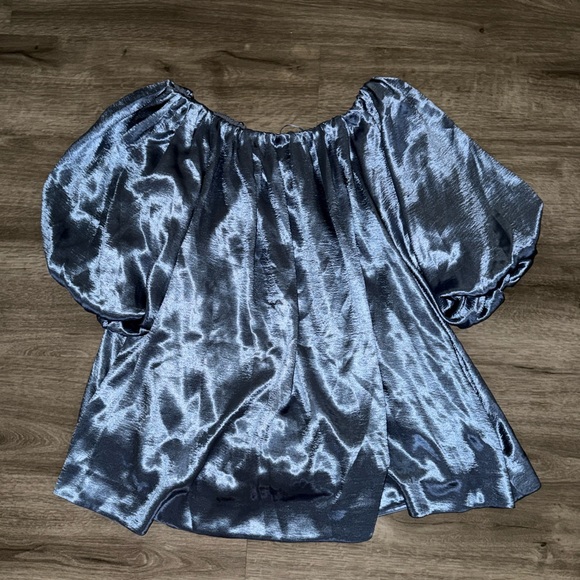 Mare mare off the shoulder puff sleeve shine mini dress - Picture 7 of 10